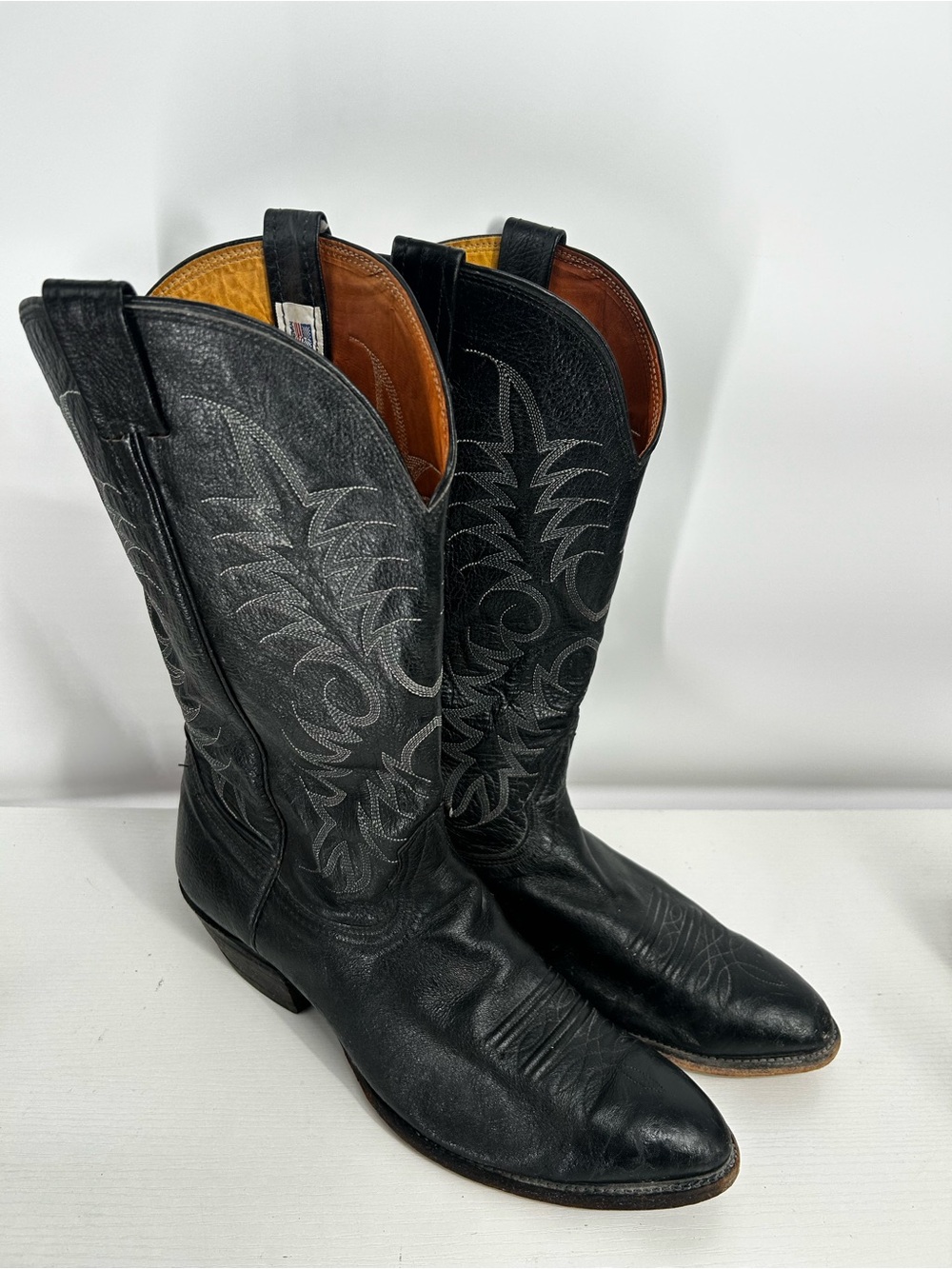 Vintage Nocona Men's size 11.5 D Black Leather Cowboy Western Boots